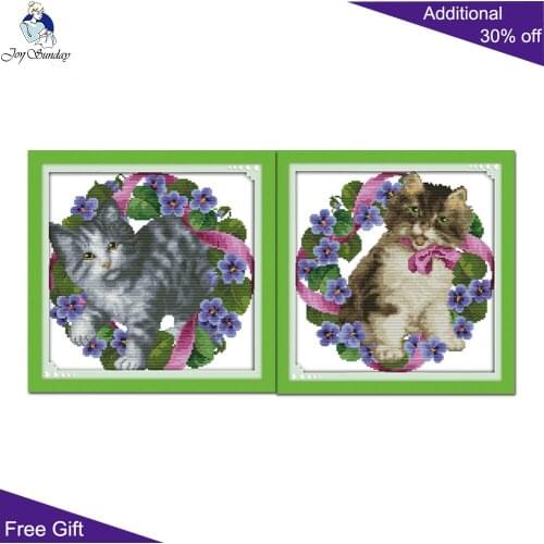 Your Gift Ribbon Cats Needlework D550(1)D551(2) Counted and Stamped Home Decor Ribbon kitten Embroidery Cross Stitch kits