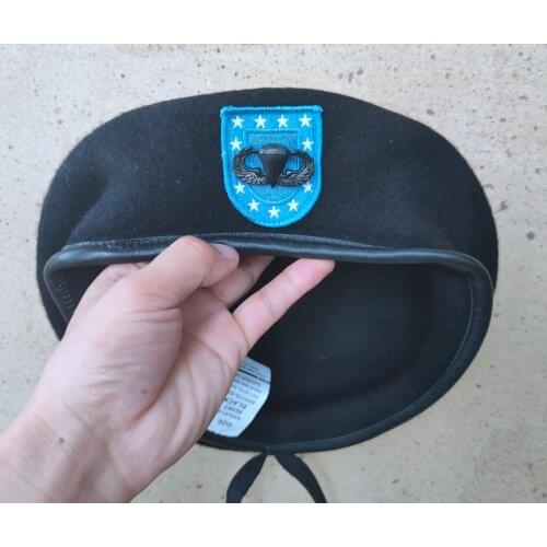 United States New US Army Infantry Regiment Wool Black Beret AIRBORNE PARATROOPER PARACHUTIST JUMP INSIGNIA Military Hat Cap