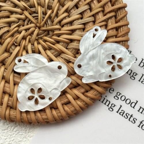 New style 50pcs/lot flowers decoration animals cartoon rabbits shape acrylic beads diy jewelry earring/garment accessory