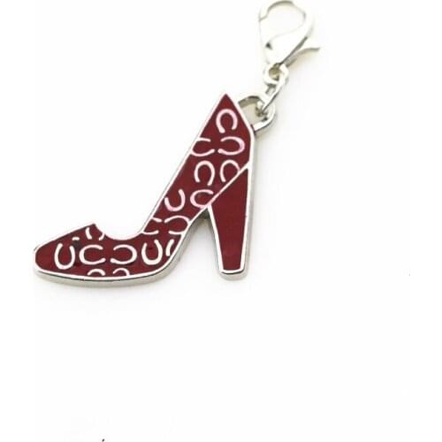 New style enamel red silver high-heeled shoes dangle charms with lobster clasp charms for bracelet & necklace DIY jewelry