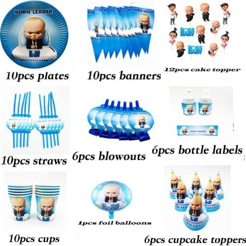 Cartoon Born Leader Boss Baby Birthday Disposable Tableware Wedding Decoration Tablecloth Plate Cup Baby Shower Decoration Kids