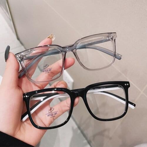 SO&EI Retro Square Anti-Blu-Ray Women Glasses Frame Fashion Nail Decoration Double Color Legs Eyewear Men Optical Frame