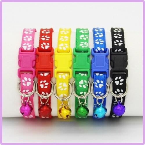 Print Paw dog cat collar 2016 New Fashion style safety Plastic buckle Nylon Small Dog Collar cute puppy pet collar 6 Color