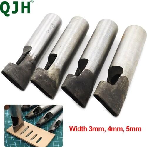 Durable Leather Hollow Drilling Steel Chisel Tool Kit Leather Strap Belt Square Hole Puncher DIY Leather Craft Punching Tool Set
