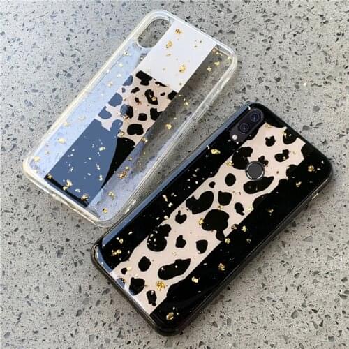 Simple Gold foil leopard Soft Phone Case For Xiaomi Redmi Note 7 5 6 8 Pro Shockproof Cover For Redmi Note 8Pro transparent Case