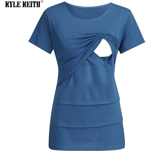 Plus Size S-3XL Womens Nursing Top Striped Short Sleeve Breastfeeding T-Shirt Maternity Camiseta Premama