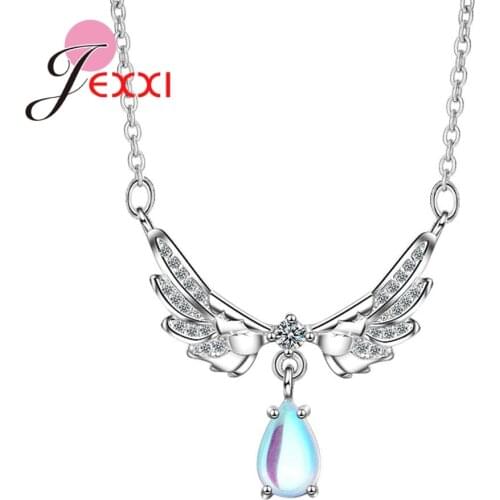 Romantic Young Girls Wings Pendant Necklace Jewelry 925 Sterling Silver Fashion Chain For Women Best Birthday Gift Fast Shipping