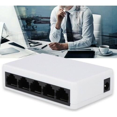 10/100 Mbps 5 Ports US/EU Plug Fast Ethernet Network Switch Hub Splitter Adapter