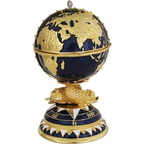 YAFFIL Blue Globe Egg Jewellery Box Beautiful Ornaments 2018 High Quality Luxury Jewelry Box Trinket Stading Box Decoration