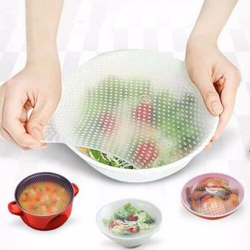 3/4PCS Silicone Food Savers Cling Stretch Film Fresh Food Cover Wrap Seal Cover Kitchen Helpers Silicone Food Cover Placemat