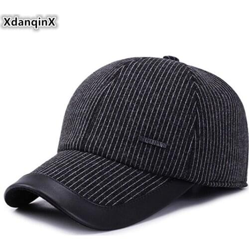 XdanqinX Winter Mens Warm Hat Thick Thermal Baseball Caps Fashion Casual Earmuffs Cap Adjustable Head Size Brands Dads Hats