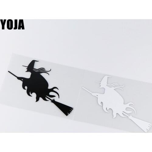 YOJA 16.7X12.7CM Witch Flying On Broom Scratch Covering Funny Car Sticker Accessories ZT4-0110