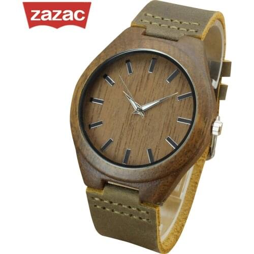 ZAZAC Casual Black Wood Watches Women fashion watch 2017 Top Brand Luxury big Round Dial wooden ladies watch Relogio Feminino
