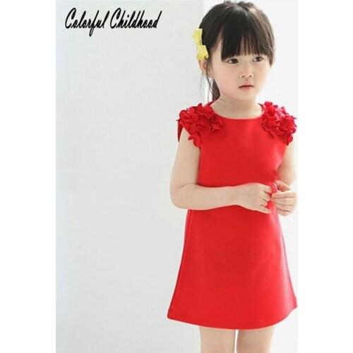 Little girls vest baby dress kids baby girl dress Toddler 1 year birthday dress Petal flower Dresses vestido infantil