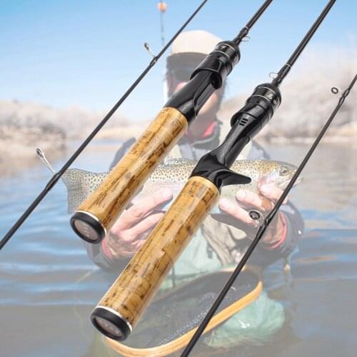 1.68M lure rod 2 Tips Carbon Fiber Spinning Rod ul power Lure Weight 2-6g Ultra light Slow wooden handle Trout pole Free gift