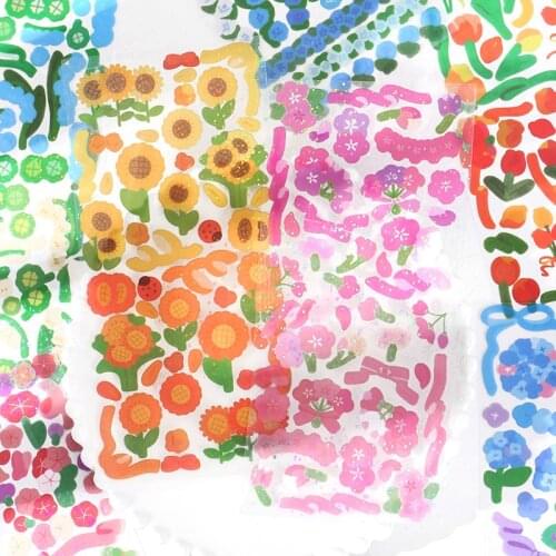 1pcs Colorful Laser Decorative Stickers Kawaii Sunflower Flower Sticker Sequined Tulip Scrapbooking Stick Label Diary Stationery