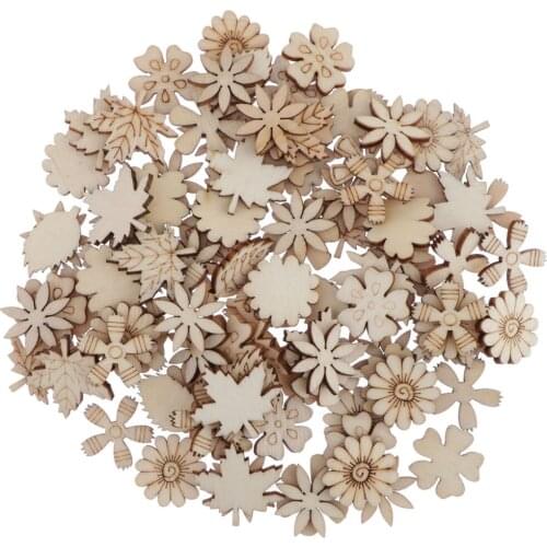 100x Flower Leaf Embellishments Wood Cutouts Scrapbooking Pages