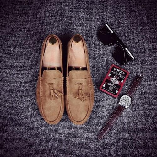2020 Mens Autumn New Mens Casual Shoes Peas Shoes Frosted Retro Trend One Pedal Single Shoes Driving Mens Shoes