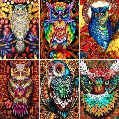 5D DIY Diamond Painting Owl Art Diamond Embroidery Full Round Drill Animals Mosaic Cross Stitch Kits Kids Room Decoration Gift