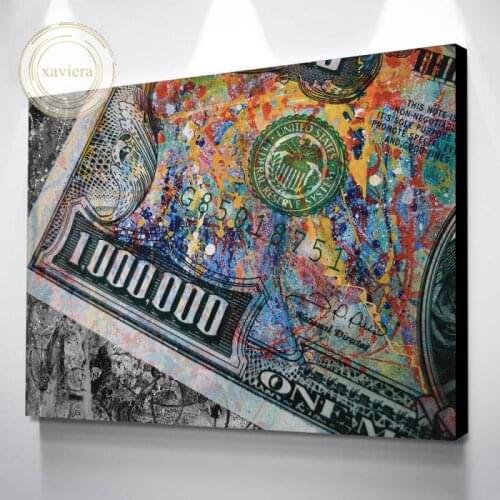 Abstract Graffiti Dollar Canvas Painting One Million Money Retro Posters and Prints Modern Art Pictures Living Room Decoration