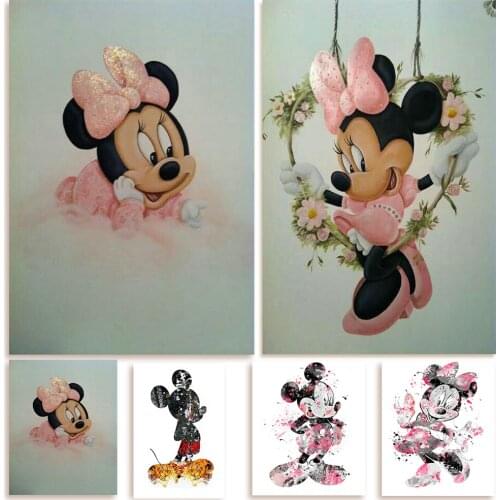 Disney 5D DIY Diamond Painting Mickey Minnie Cartoon Character Brand New Square/Round Inlaid Diamond Mosaic Home Decoration