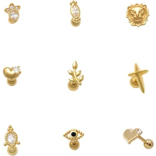 Canner 925 Sterling Silver Piercing Single Stud Earrings For Women Lion/Spider/White Zircon Luxury Pendientes kolczyki damskie