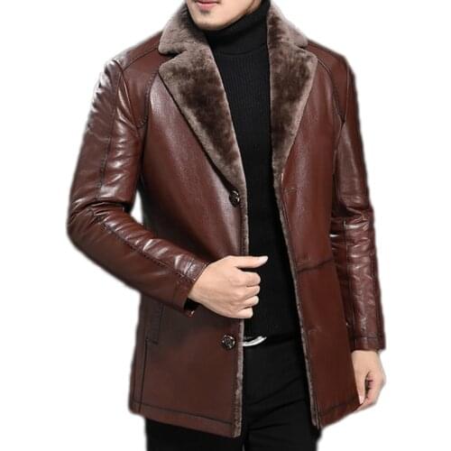 AYUNSUE Genuine Leather Jacket Men Sheepskin Coat for Men Jacket Winter Plus Size Sheep Shearling Real Fur Coats JLK17759 KJ1209