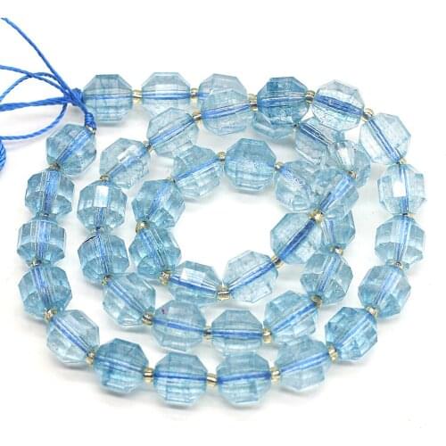 8mm New Natural Topaz Stone Women Men Beaded Exquisite Olive Shape Faceted Energy Column Beads For DIY Jewelry Making Bracelet