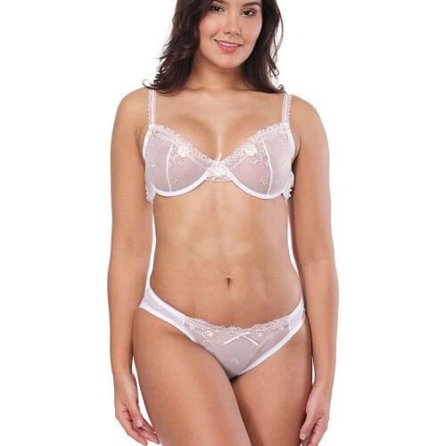 YBCG Embroidery Floral Bra Panty Sales SeparatedSexy Women Lace Transparent Underwear Fashion Underwire Plunge Bras For Women