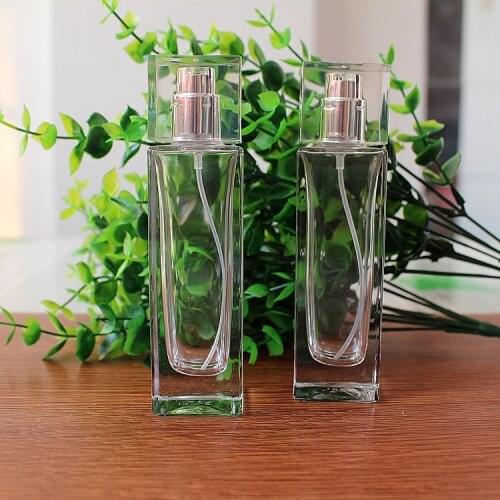 DHL Free Square 20pcs High Quality Empty Glass 50ml Perfume Bottle Spray With Sarin Cap Polished 50ml Parfum Bottles Refillable