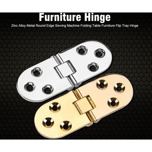 European Style Zinc Alloy Door Hinges 80*30mm Round Edge Sewing Machine Folding Table Hinge Furniture Flip Tray Siilver / Gold