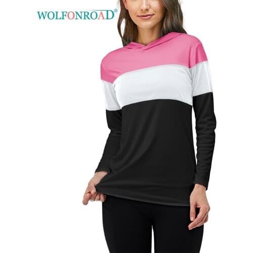 WOLFONROAD Quick Dry UPF 50+ T-Shirts Womens Sun Protection Outdoor Sports T Shirts Sunscreen Shirts Tops With Hoodie Female
