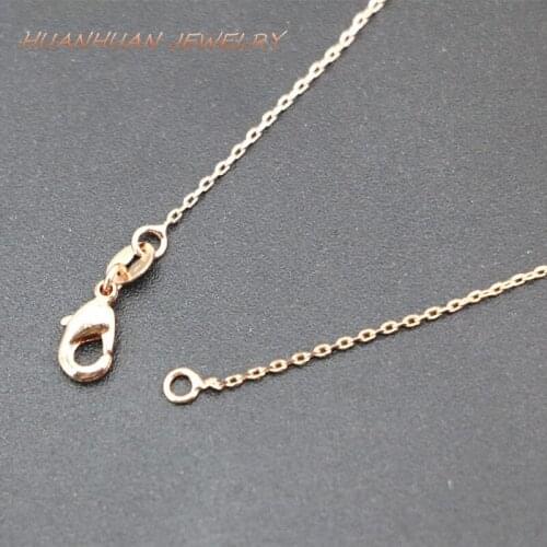 Exquisite 1mm Copper Stainless Steel Link Chain Necklace For Women Rose Gold-Color Chains Choker Elegant Jewelry 18inch B3370