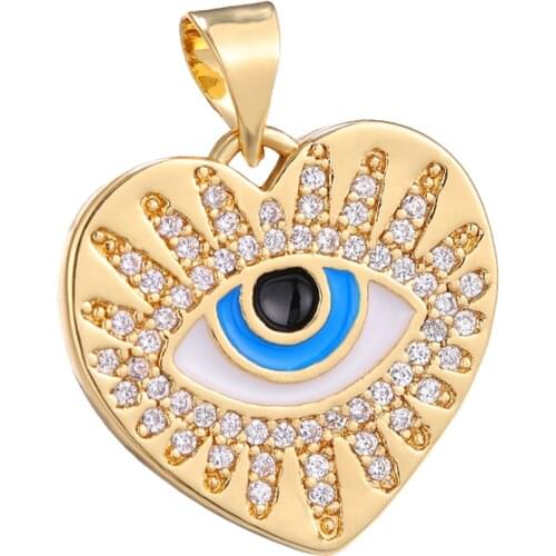 Juya Handmade Luxury Enamel Evil Eye Love Heart Charms Accessories For DIY Pendant Bracelet Necklace Jewelry Making Supplies