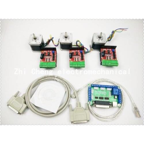 CNC Router Kit 3 Axis, 3pcs TB6600 4.0A stepper motor driver +3pcs 42HS48 0.44NM motor+ 5 axis interface board