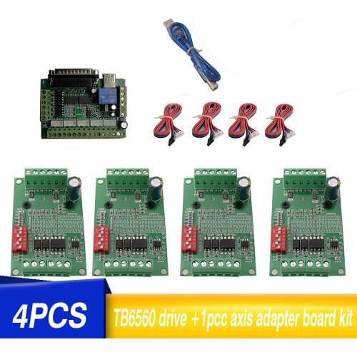 NEMA17 stepper motor drive controller Kit 4PCSt tb6560 drive + one 5-axis adapter board + 4 signal cables DuPont wire