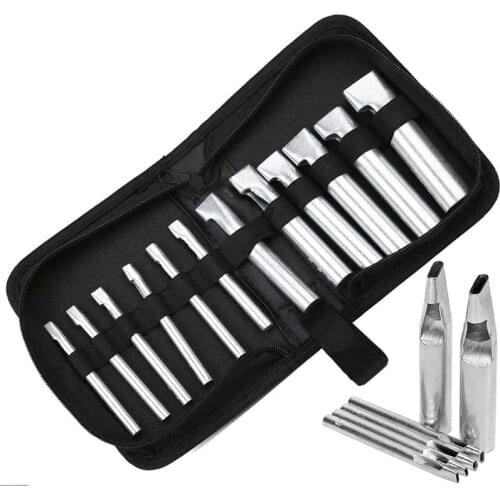 LMDZ 12 Pcs Leather Craft Hole Punch Set, Oval Shape Hole Punch - Flat Craft Punch 2mm to 5mm Leather Hollow Hole Punch