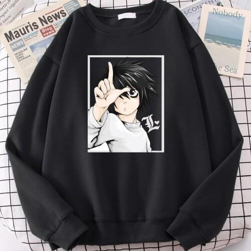 Japanese Anime Death Note Hoodie Creative Male Clothing Street Fashion Casual Tracksuits For Men Loose Warm Oversized Sweatshirt