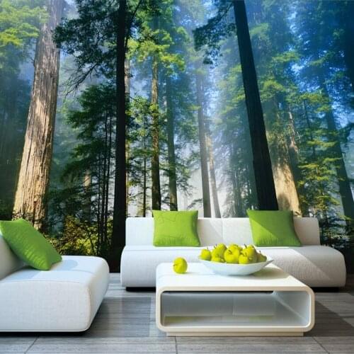 Bacaz 3D Papel Murals Forests Wallpaper Nature Fog Trees 3d Photo Mural forest Wall paper for Background Bedroom 3D Wall Murals