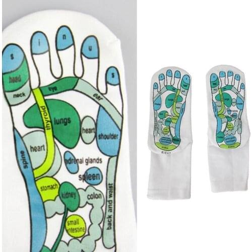 2Pcs Acupressure Socks Physiotherapy Massage Relieve Tired Feet Reflexology Socks Foot Point Socks Full English Illustration