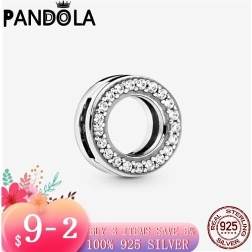 2021 new 925 Sterling Silver Circle of Pavé Clip Charms Beads Bracelet Fit Original Pandora Bracelet DIY Jewelry For Women