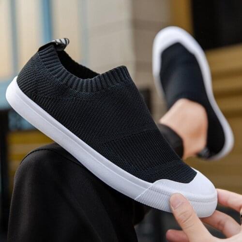New One-step Lazy Shoes Korean Mens Casual Shoes Mens Shoes Flying Woven All-match Breathable Tide Shoes Mens Mesh Shoes