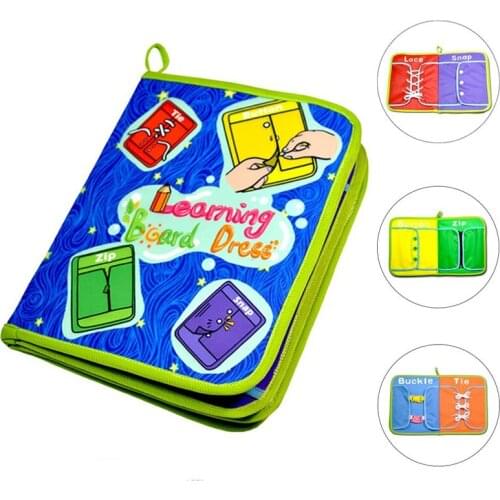 Learn To Dress Boards Quiet Book Early Learning Basic Life Skills Toys Zip Snap Button Buckle Lace & Tie