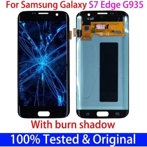 Original Super AMOLED 5.5'' Replacement Burn-Shadow Display For SAMSUNG S7 Edge G935 G935F LCD Touch Screen Repair With Frame