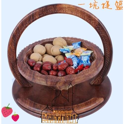 Pakistan wood carving 12 inch hand carved art a basket basket