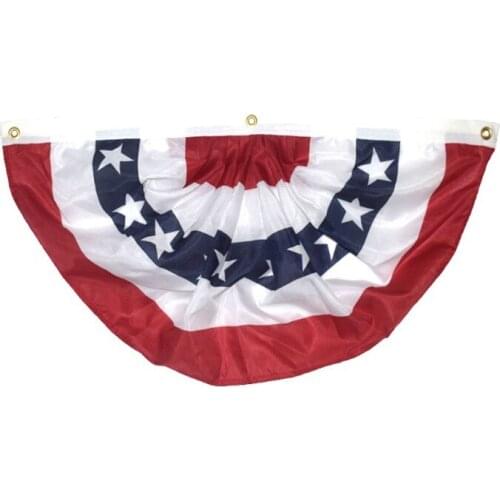 Printed Stripes Stars US Bunting Flags Pleated Fan Bunting Half Fan Banner For July 4th Independence Day Decoration