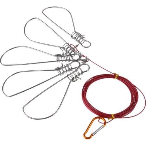 Live Lock Buckle & 5 Steel Snaps Swivels Fishing Stringer Clips Tools