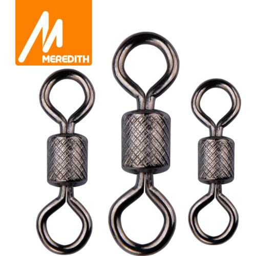 MEREDITH 50PCS/Lot Ball Bearing Swivel Solid Rings Fishing Connector Ocean Boat Fishing Hooks