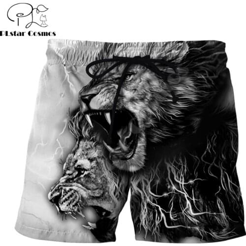 Animal lion Armor 3D All Over Printed Mens Shorts Unisex Streetwear Summer Beach Loose Shorts Casual Pants Polyester SDM27