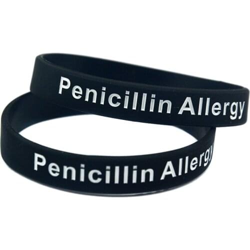 1PC Penicillin Allergy Silicone Wristband Debossed Logo Adult Size